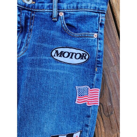 RARE Vintage 90s Allen B Racing Flare Jeans 28 USA NASCAR Drag Race Speedway Y2K - Picture 8 of 17